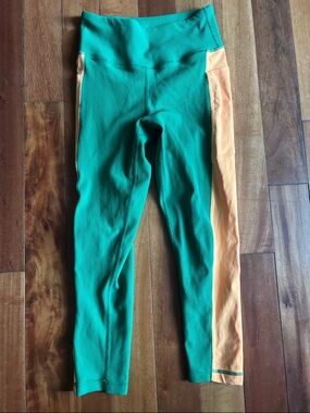 Zumba ribbed Green and Orange Active Leggings